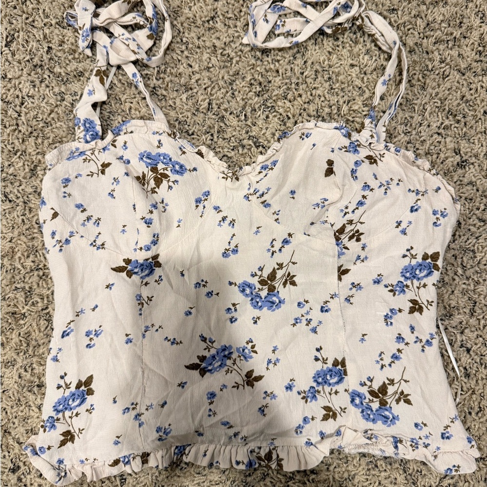 Astr White Cream Bustier Ruffled Camisole